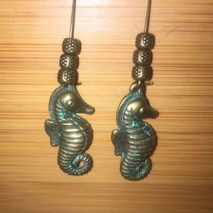 Boho green patina earrings
